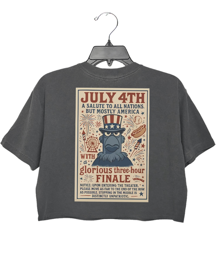Patriotic Sam the Eagle July 4th Fireworks Celebration Crop Top