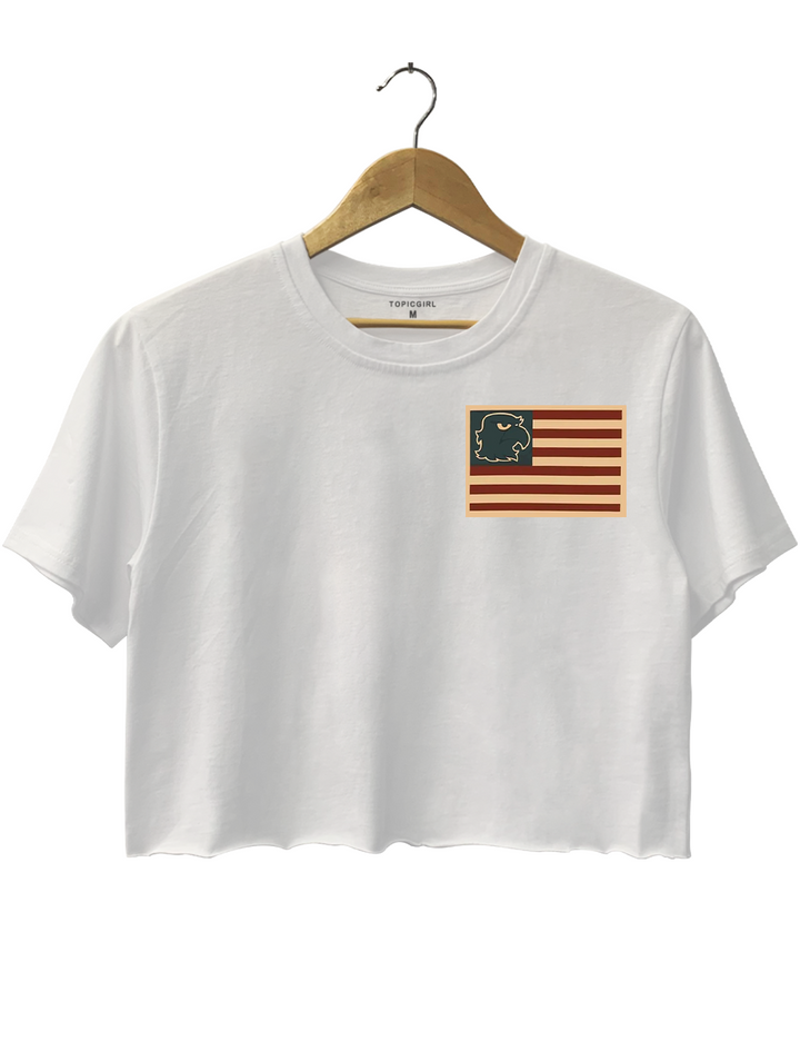Patriotic Sam the Eagle July 4th Fireworks Celebration Crop Top