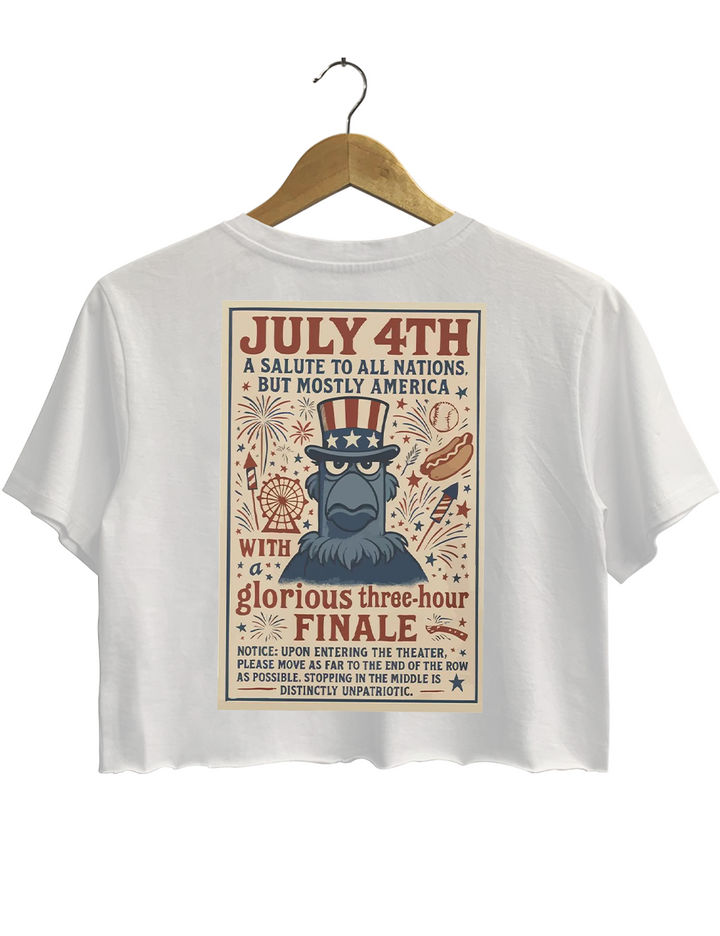 Patriotic Sam the Eagle July 4th Fireworks Celebration Crop Top