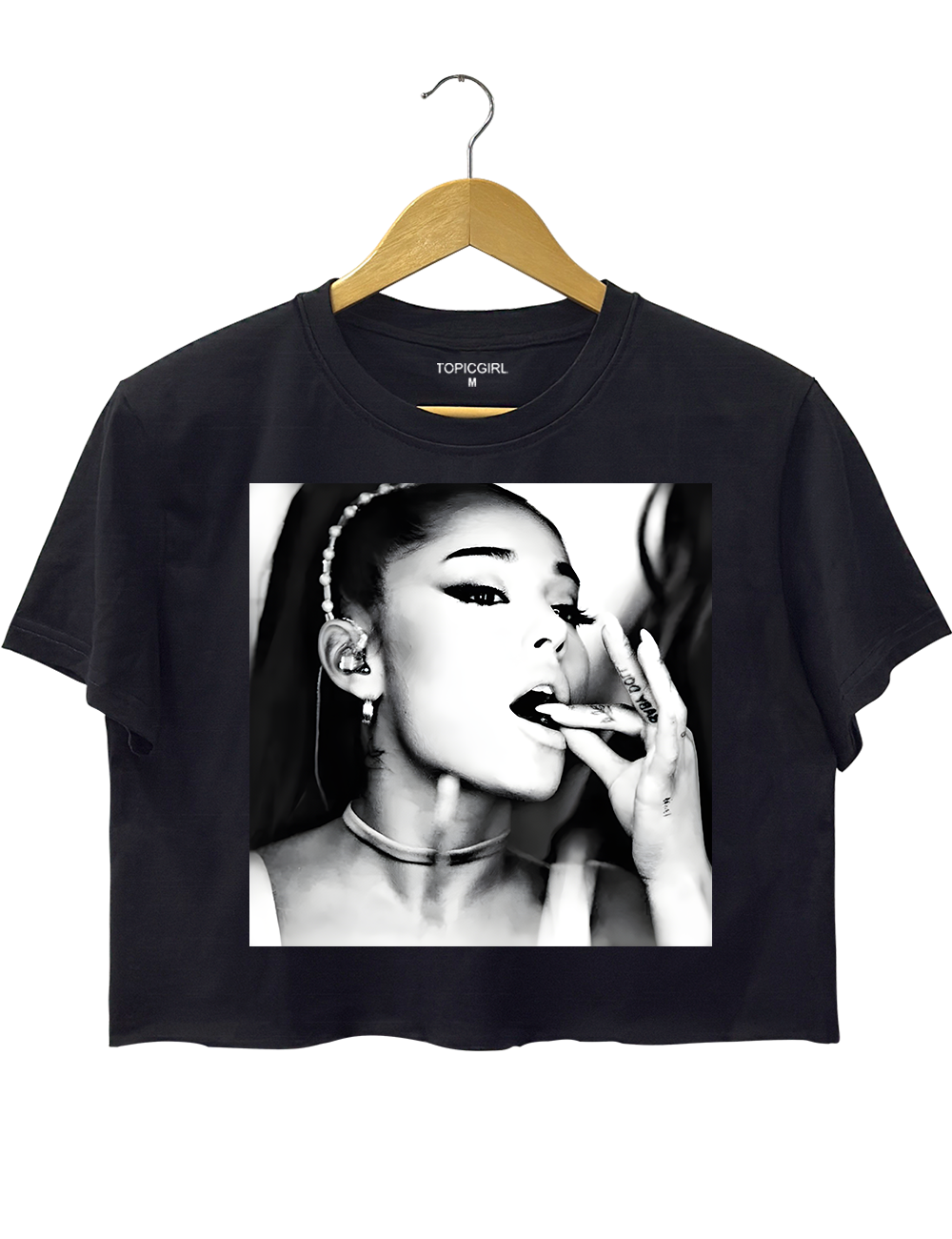 Ariana Grande Glamorous Black And White Crop Top