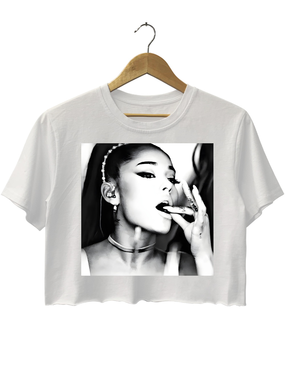 Ariana Grande Glamorous Black And White Crop Top