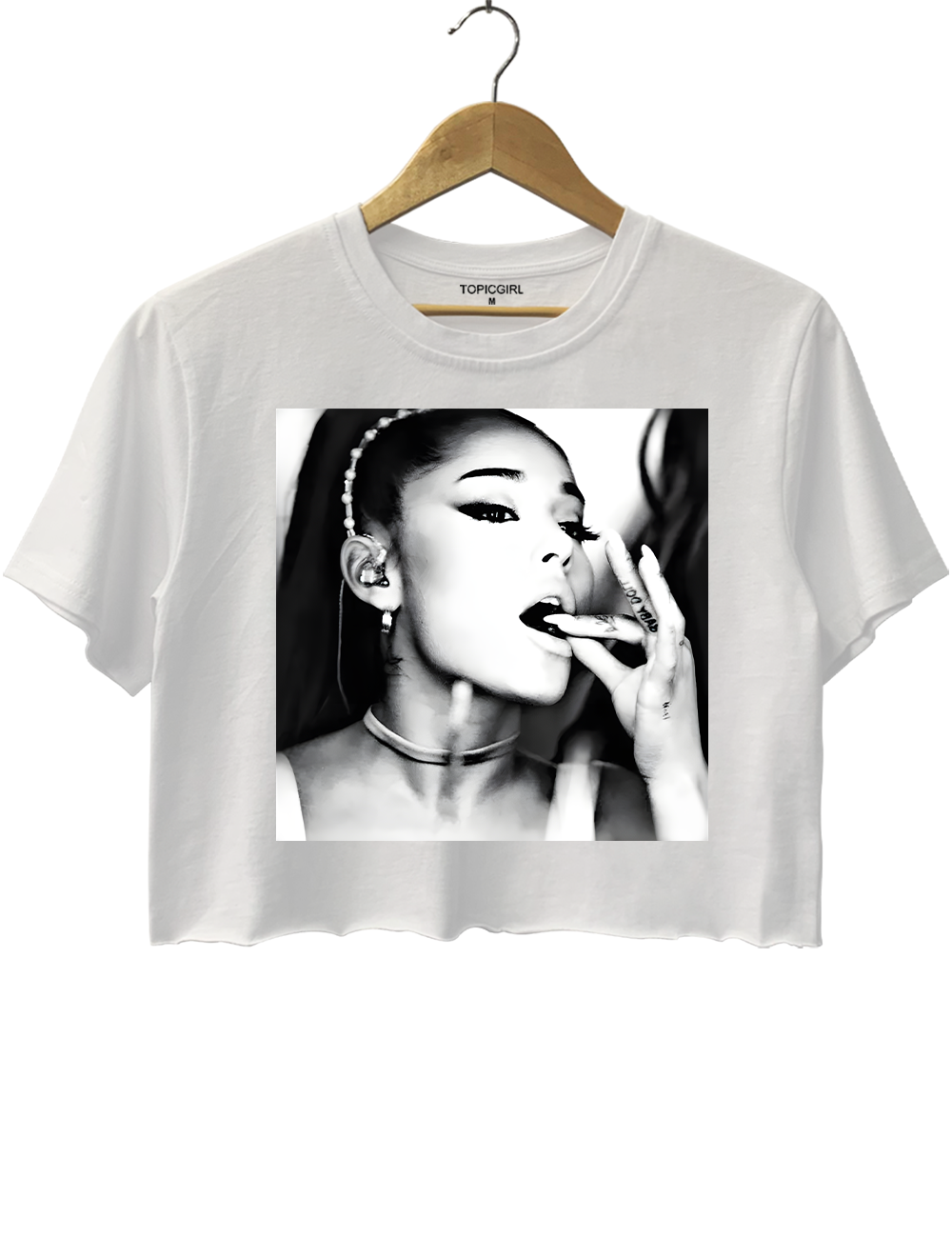 Ariana Grande Glamorous Black And White Crop Top