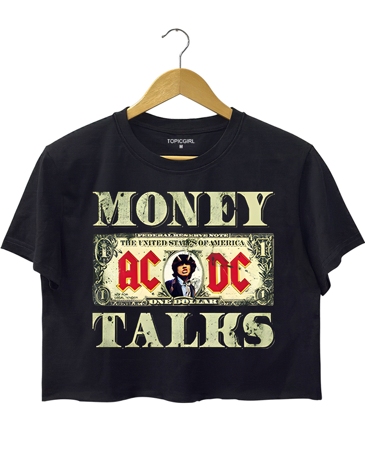 Acdc Money Talks Rock Band Dollar Crop Top