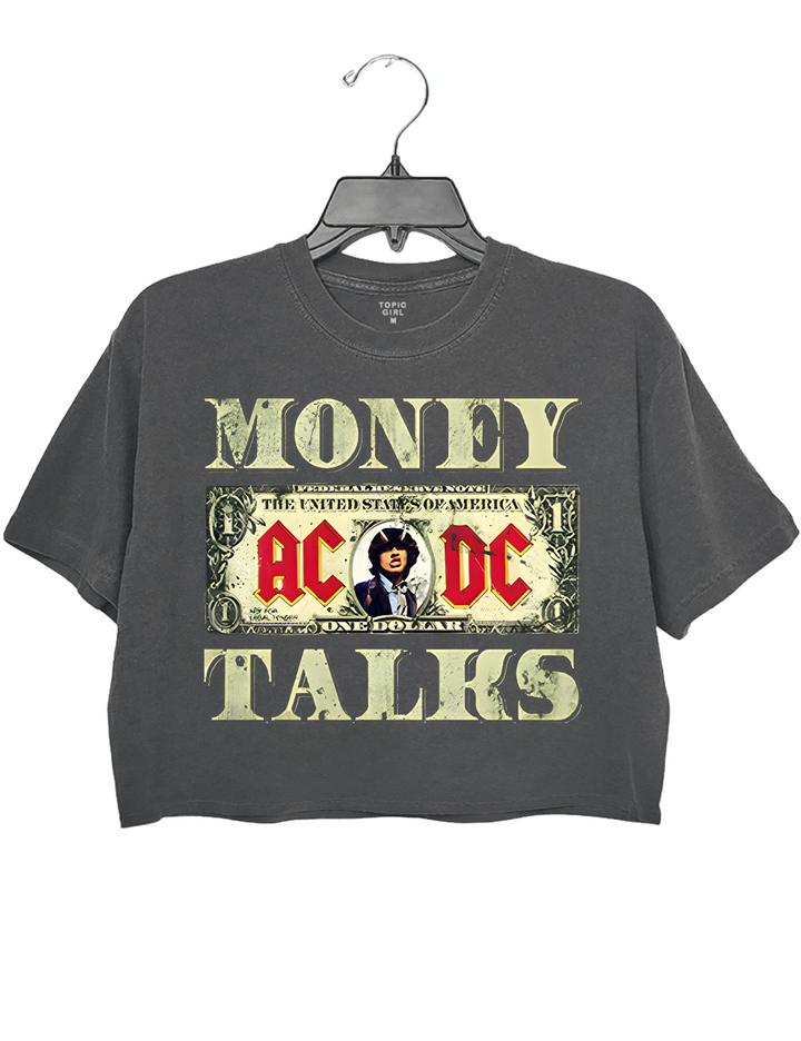 Acdc Money Talks Rock Band Dollar Crop Top