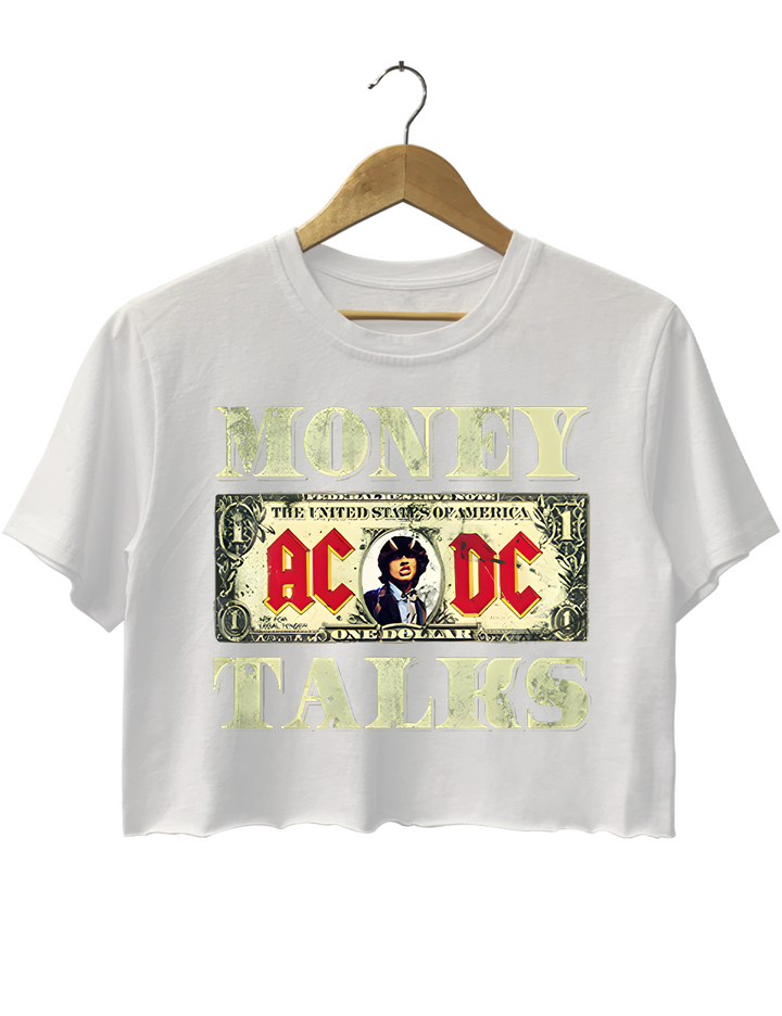 Acdc Money Talks Rock Band Dollar Crop Top