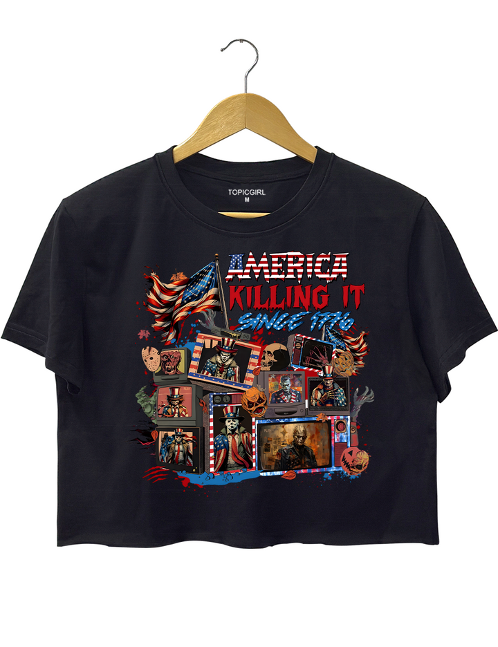 America killing lt Since 1776 Crop Top