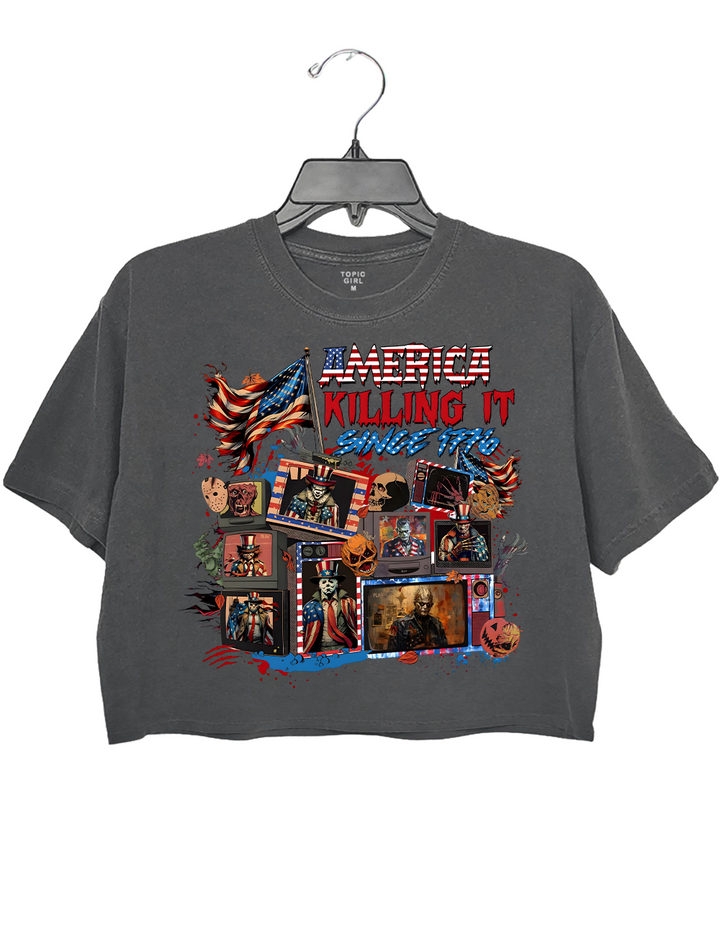 America killing lt Since 1776 Crop Top