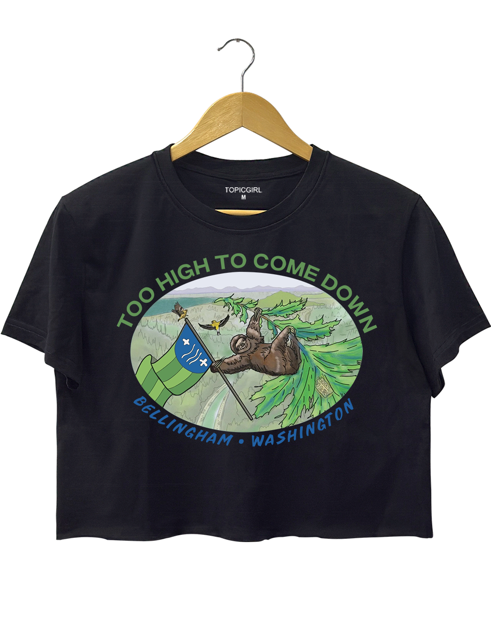 Too High To Come Down Bellingham Sloth Crop Top