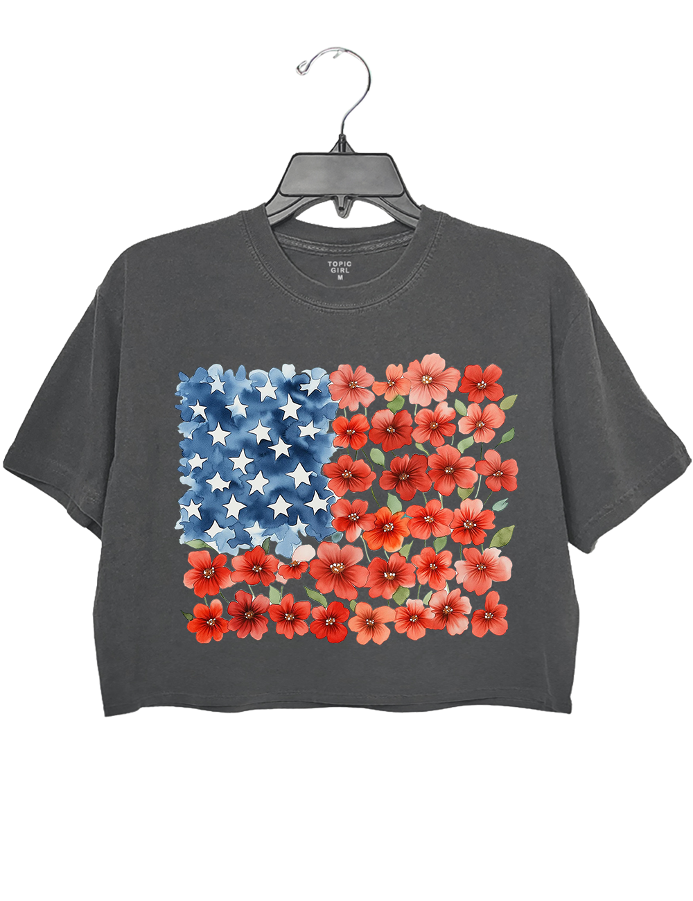 Floral American Flag Crop Top