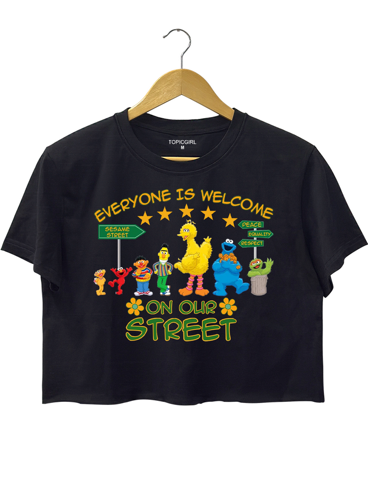 Everyone ls Welcome On Our Street Sesame Inspired Inclusion Crop Top