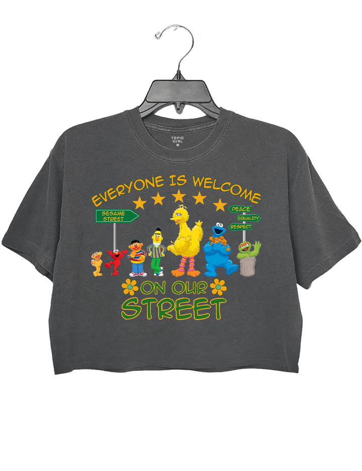 Everyone ls Welcome On Our Street Sesame Inspired Inclusion Crop Top