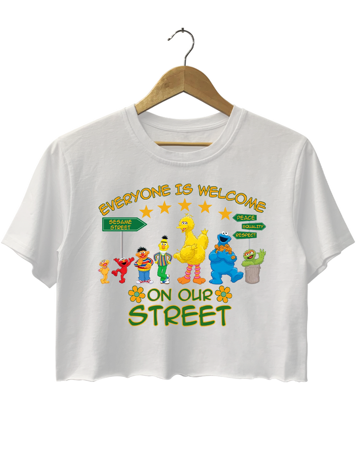 Everyone ls Welcome On Our Street Sesame Inspired Inclusion Crop Top