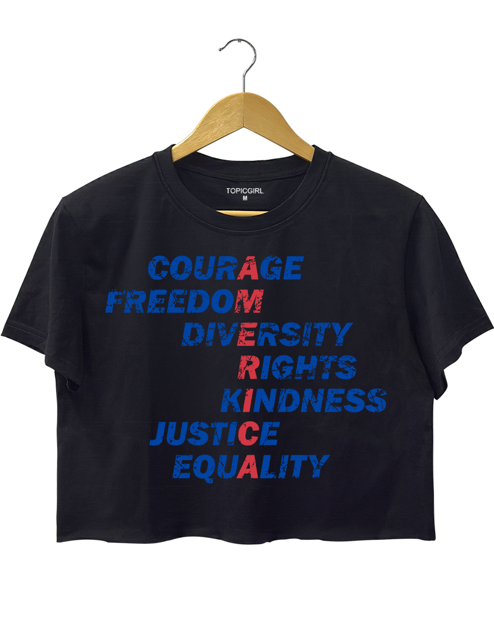 America Values Freedom Kindness Justice Equality Crop Top