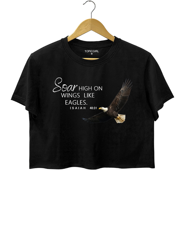 lnspirational Bible Werse Eagle Wings Crop Top