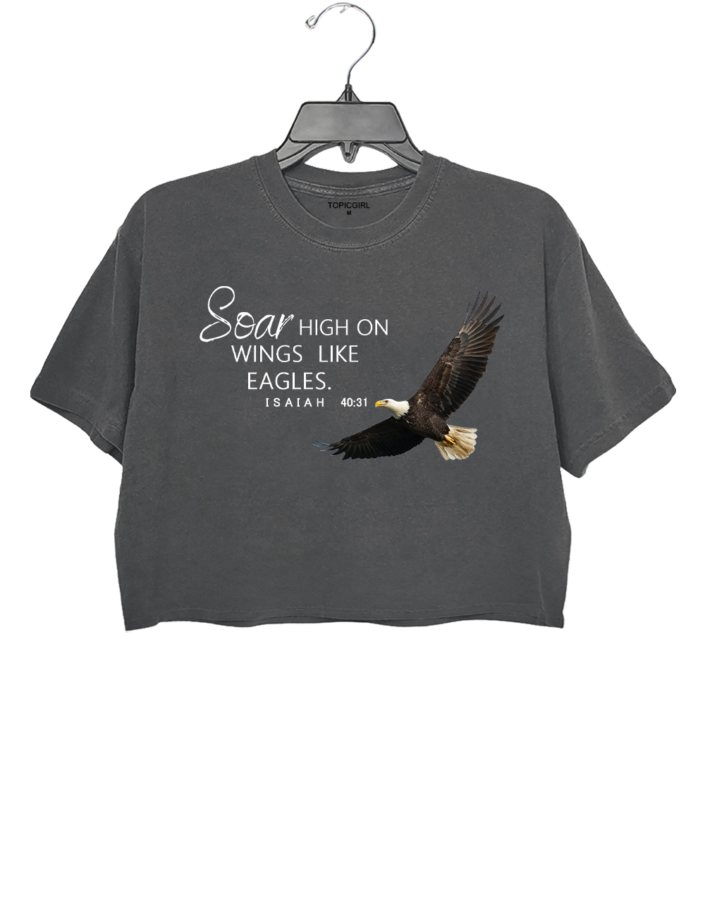 lnspirational Bible Werse Eagle Wings Crop Top