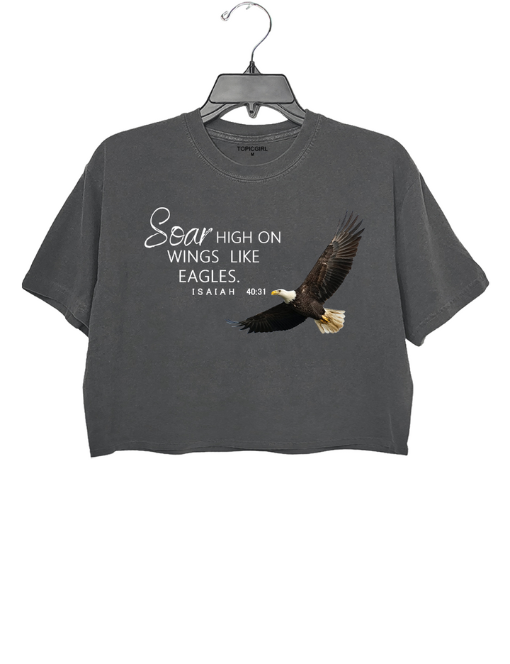 lnspirational Bible Werse Eagle Wings Crop Top