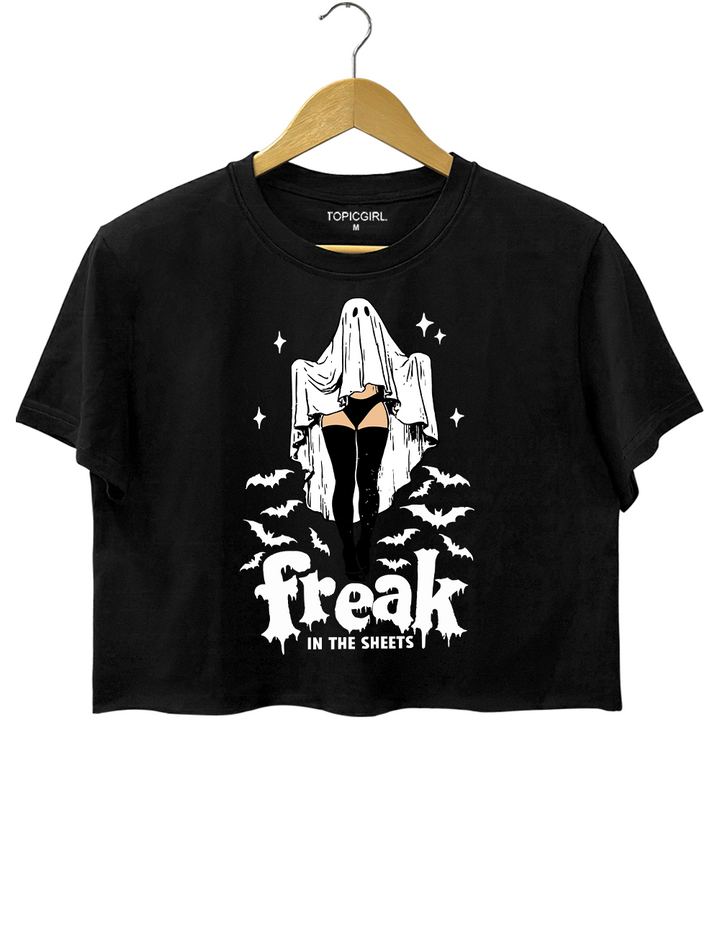 Funny Halloween sheet ghost Crop Top