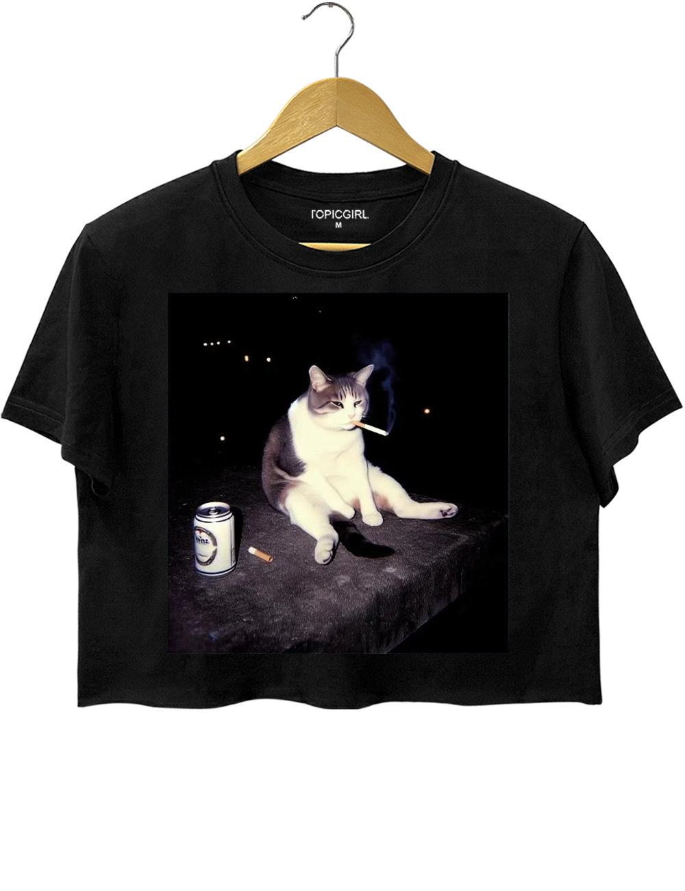 A Sad Cat Smoking And Drinking