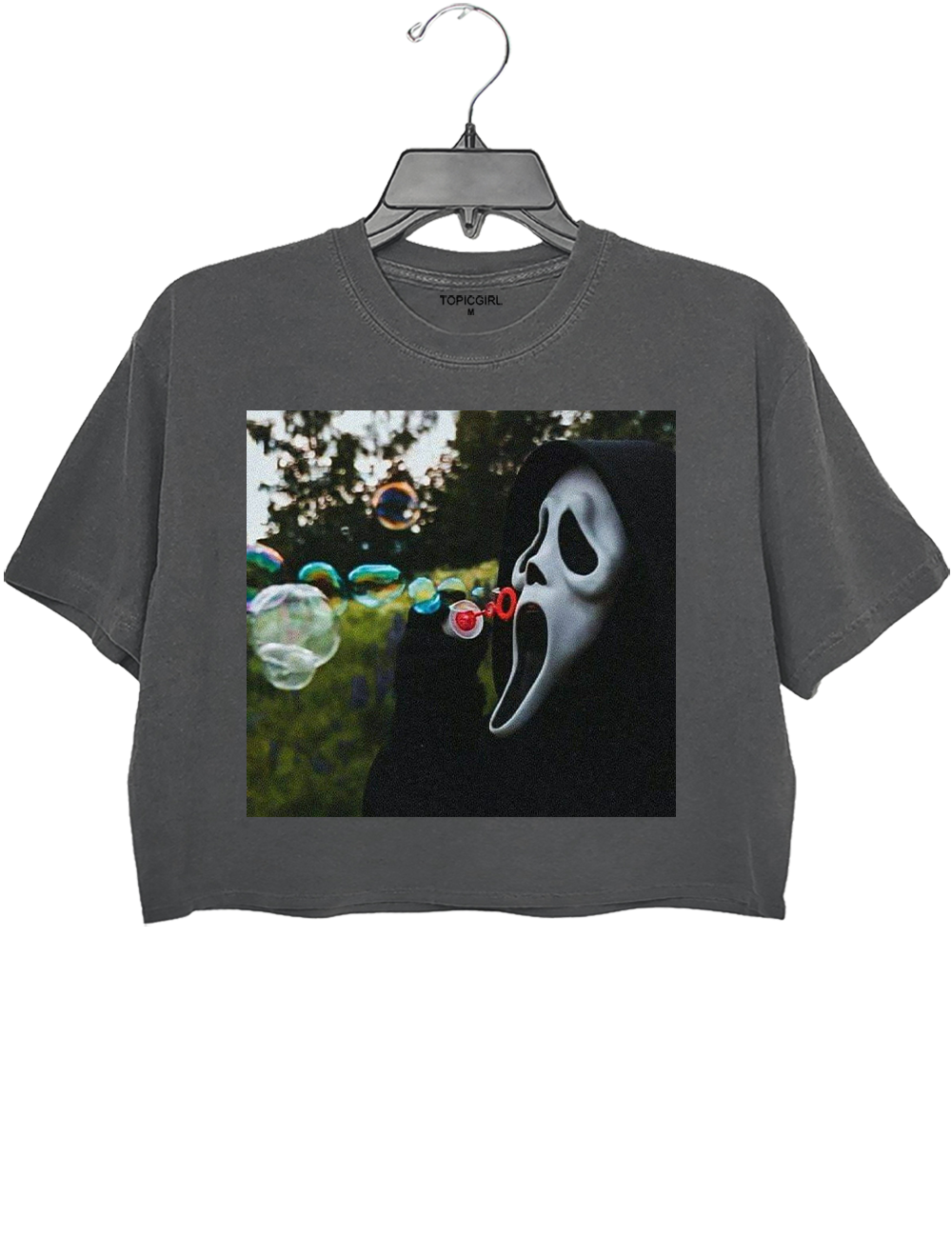 Ghost Face Blowing Bubbles Crop Top