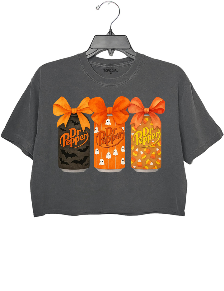 Halloween Dr Pepper Coquette Crop Top