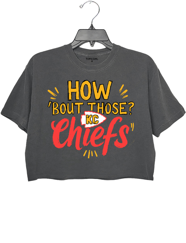 Vintage How 'Bout those Chiefs KC Football Andy Reid Quote Crop Top