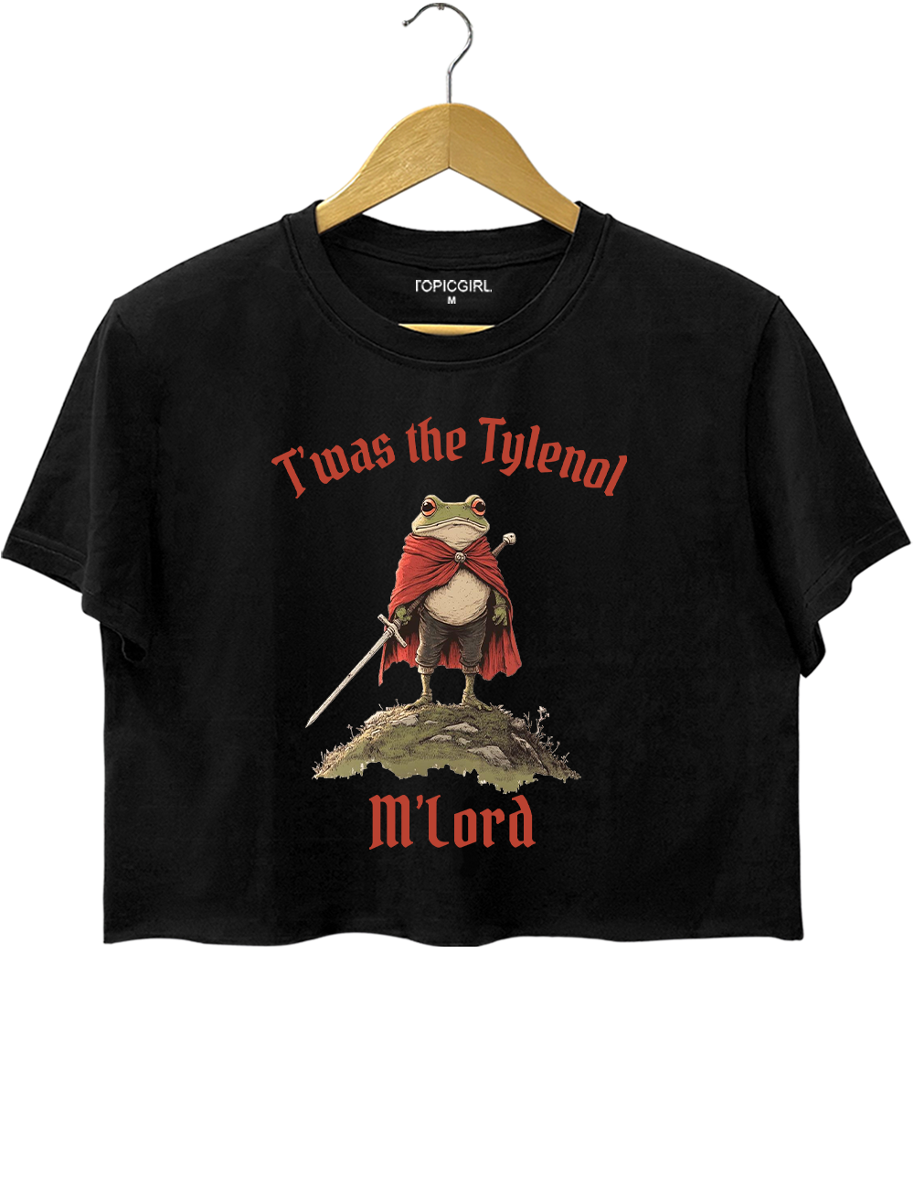Twas the Tylenol M'lord Funny Frog Libera Crop Top