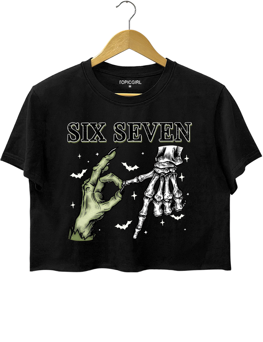 Six Seven Meme Funny witch Skeleton Hands Crop Top
