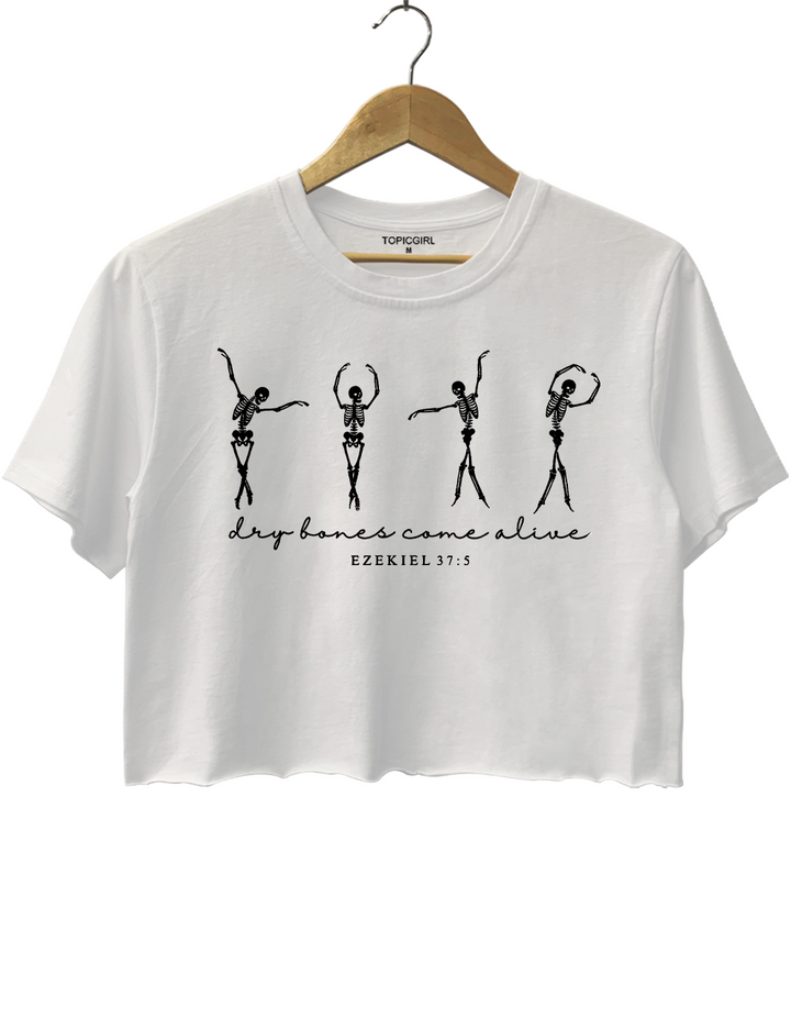 Ezekiel 37 Dry Bones Come Alive Dancing Skeleton Halloween Crop Top