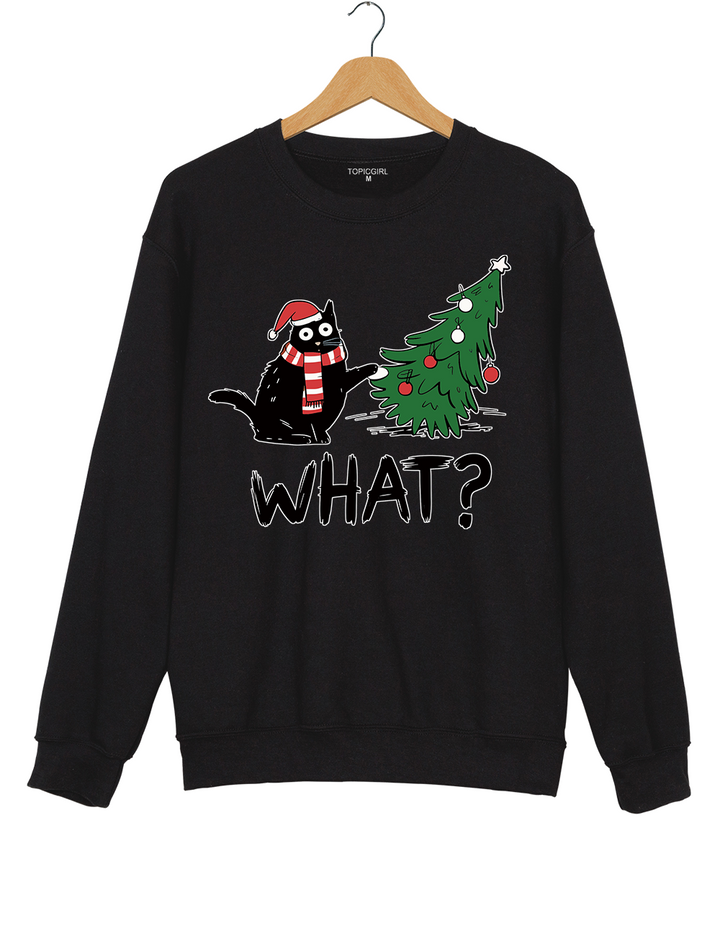 Funny Cat Christmas Tree Knocked Over Sweatshirt