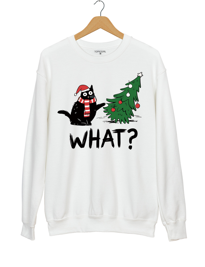 Funny Cat Christmas Tree Knocked Over Sweatshirt