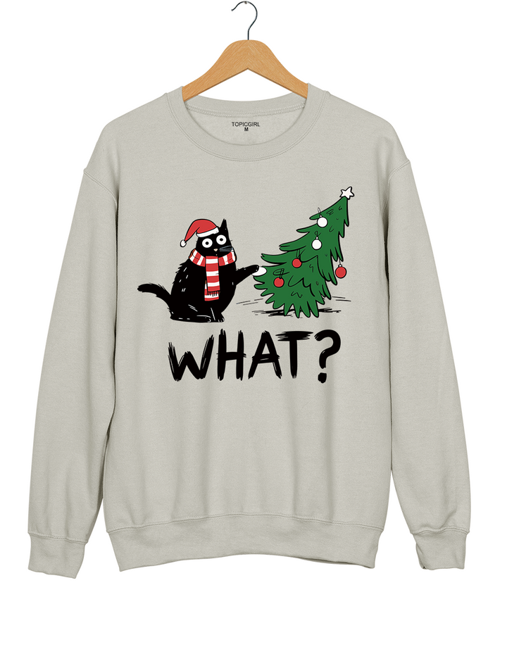 Funny Cat Christmas Tree Knocked Over Sweatshirt