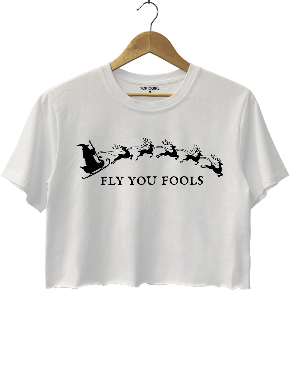 Fly You Fools Funny Christmas LOTR Crop Top