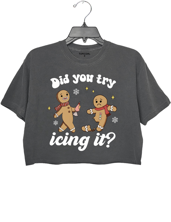 Try lcing it Funny Christmas Crop Top