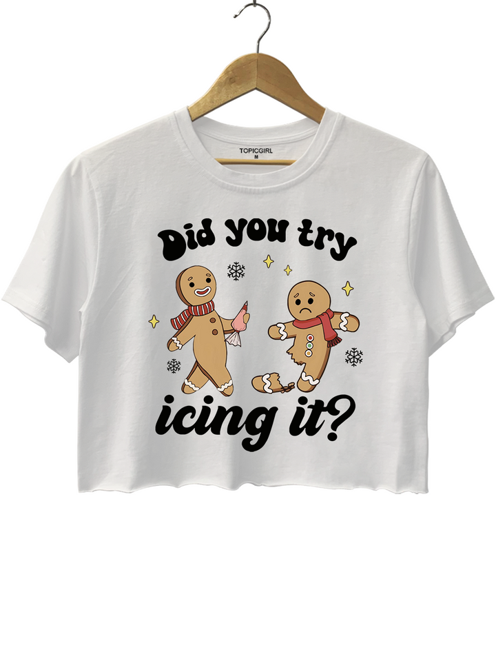 Try lcing it Funny Christmas Crop Top