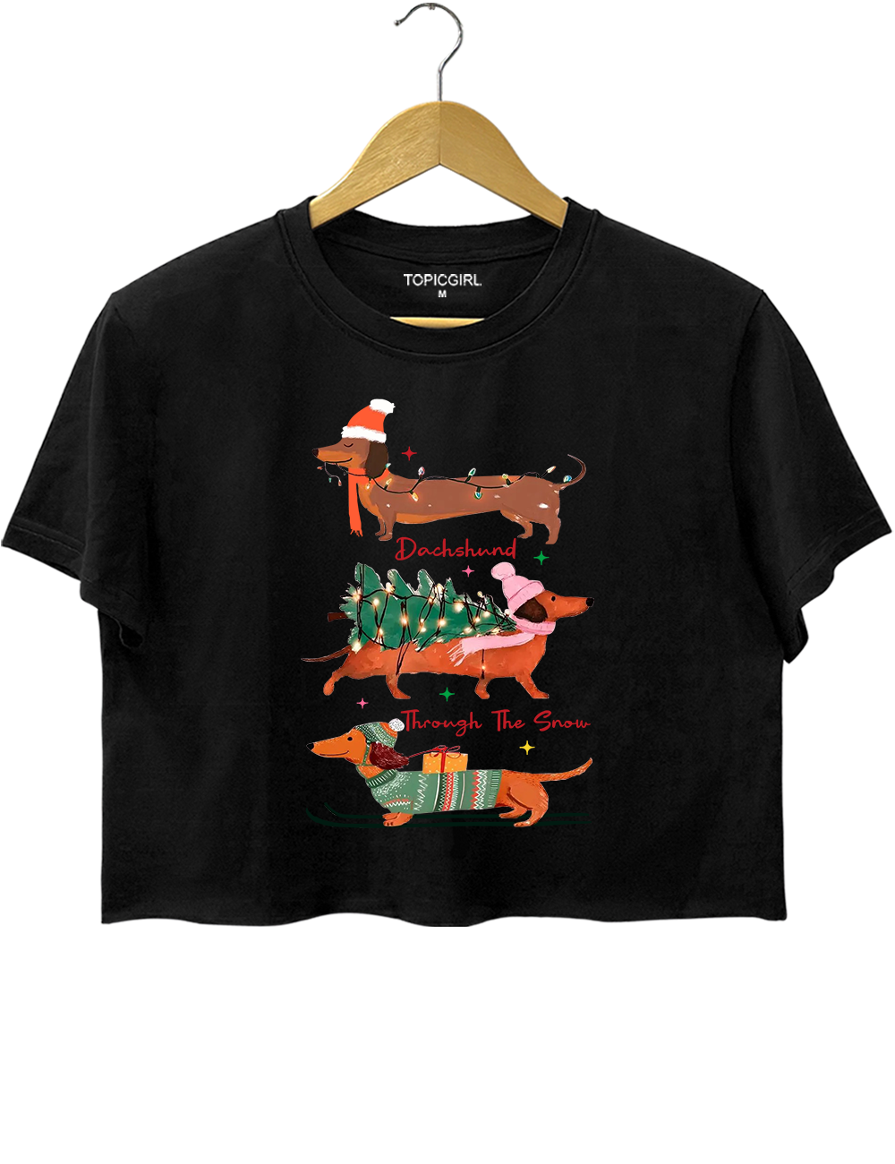 Funny Wiener Dog Christmas Crop Top