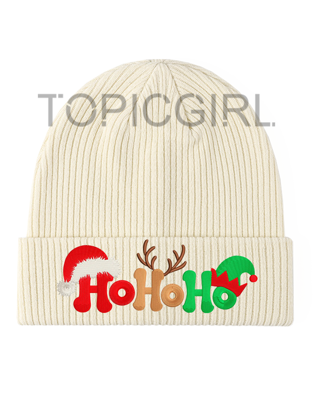 Ho Ho Ho Reindeer Embroidered Beanie