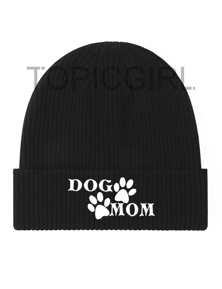 DOG MOM Embroidered Beanie