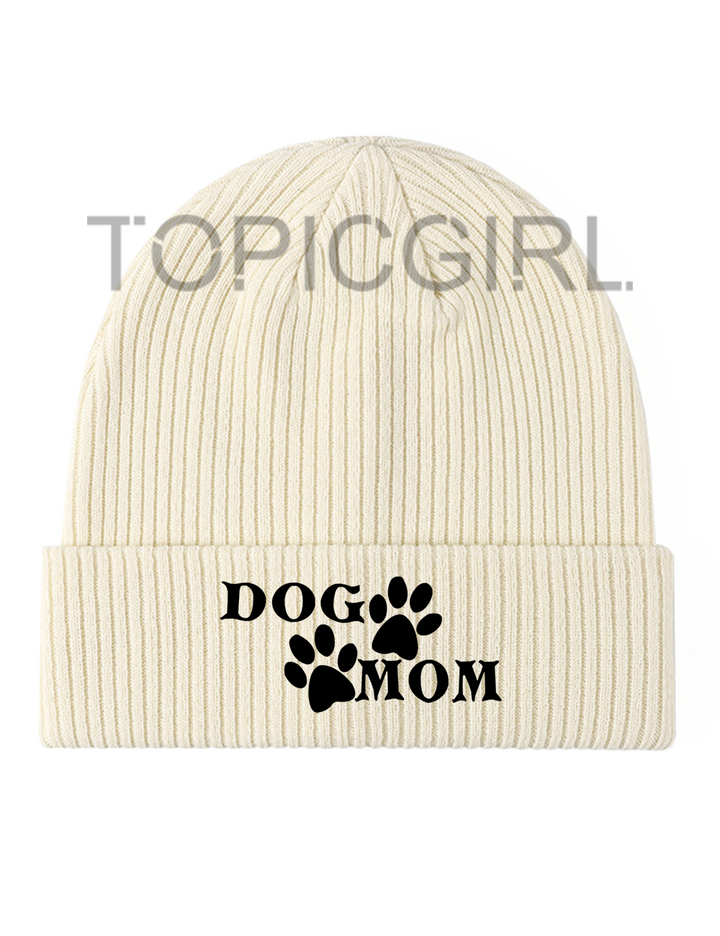 DOG MOM Embroidered Beanie