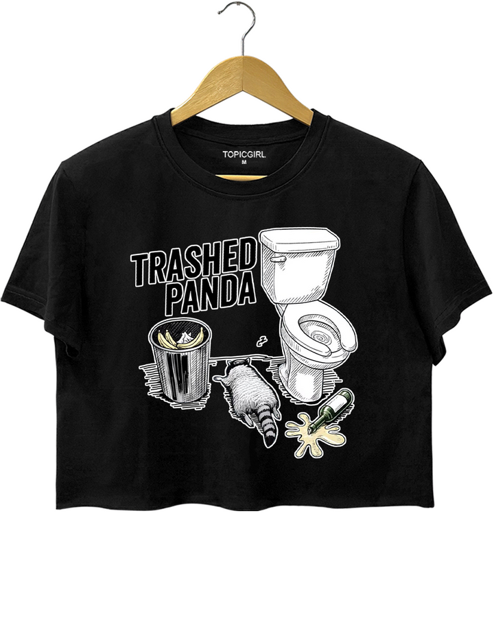 Trashed Panda Funny Drunk Raccoon Crop Top