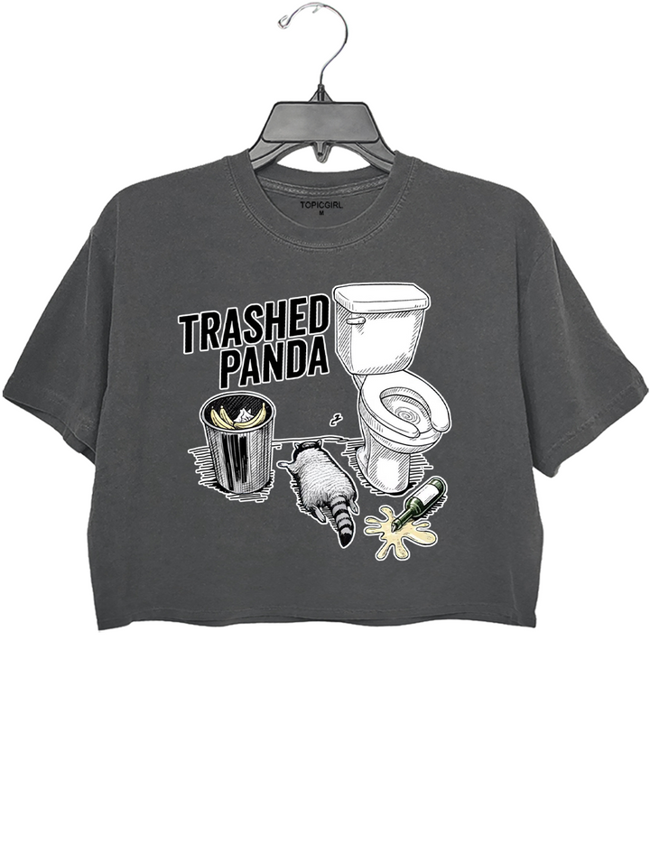 Trashed Panda Funny Drunk Raccoon Crop Top