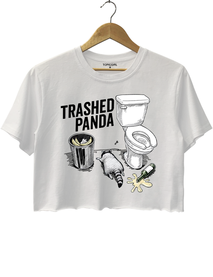 Trashed Panda Funny Drunk Raccoon Crop Top