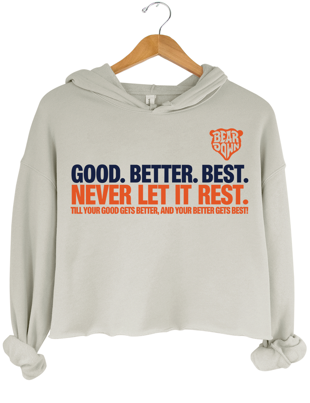 Chicago Football Good Better Best Crop Hoodie