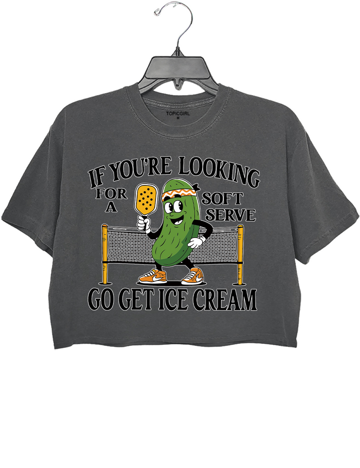 Soft Serve Pickleball Joke Crop Top