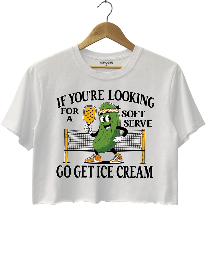 Soft Serve Pickleball Joke Crop Top