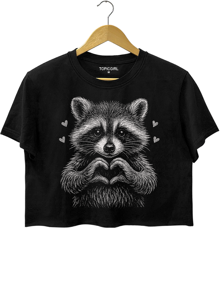 Cute Raccoon Love Crop Top