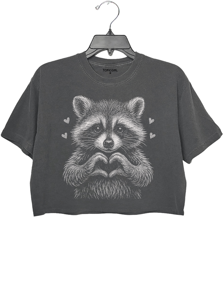 Cute Raccoon Love Crop Top