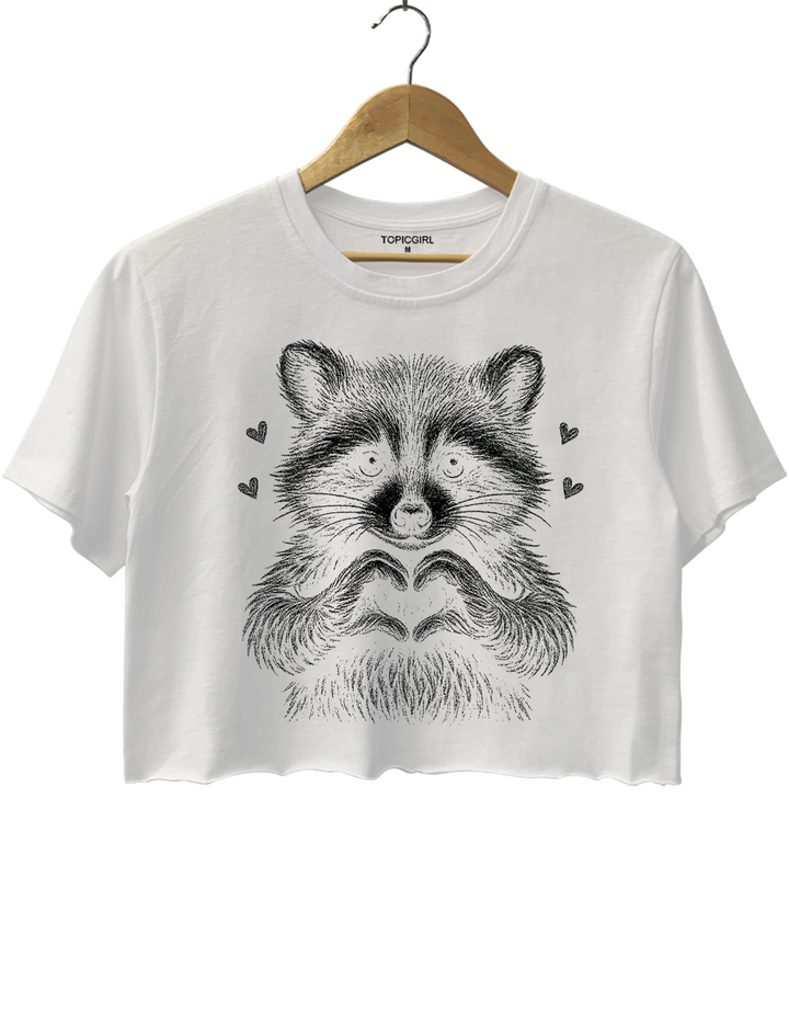 Cute Raccoon Love Crop Top