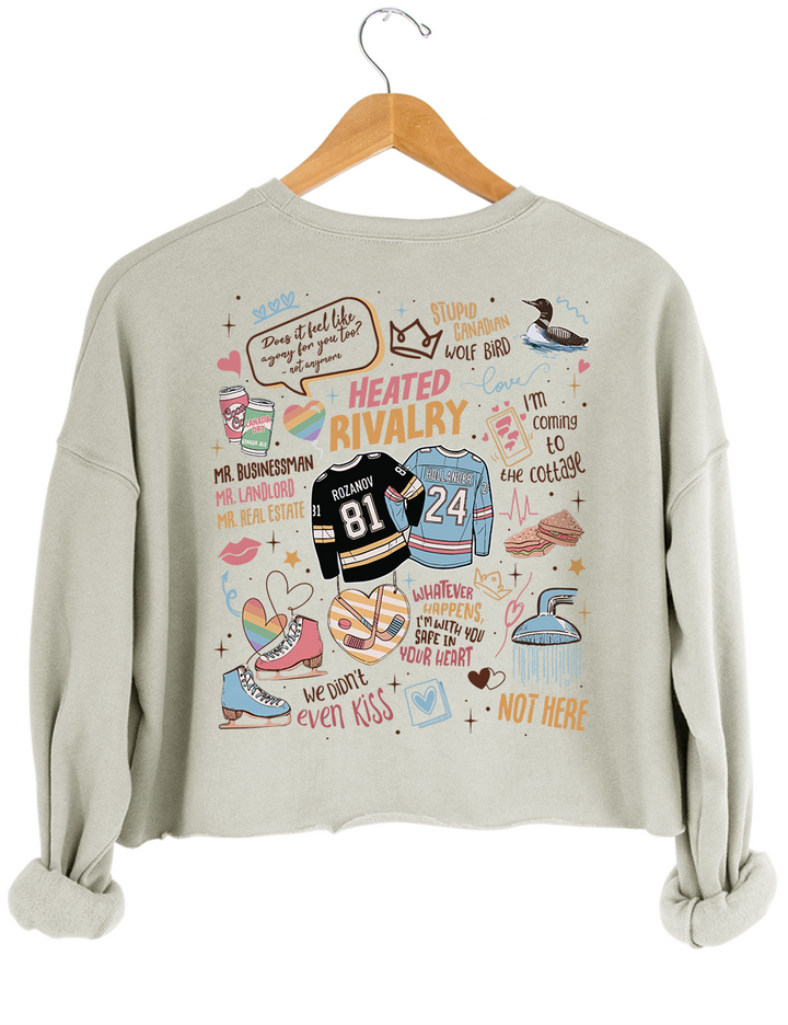 Heated Rivalry Romance Crop Sweatshirt