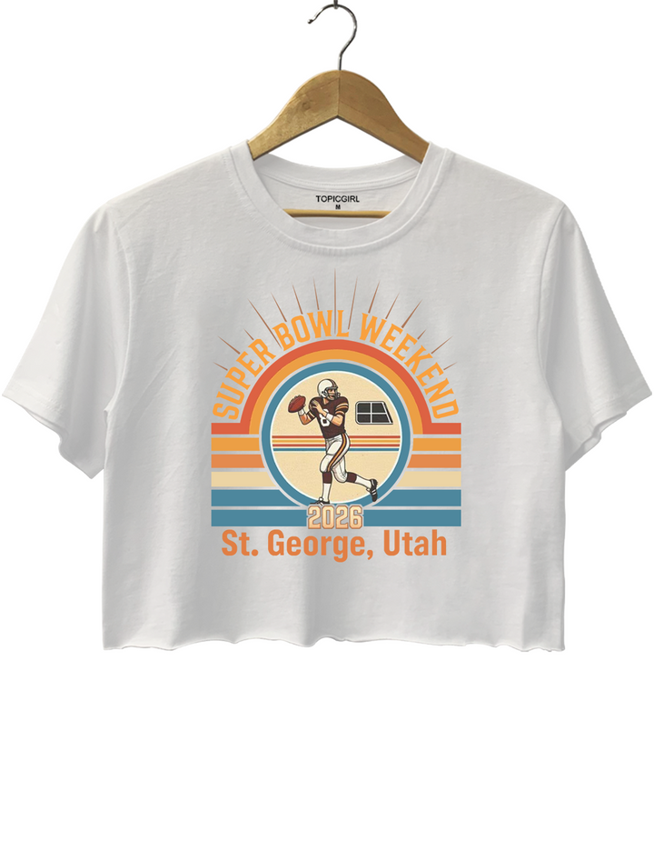 Super Bowl Weekend St. George Utah 70's Crop Top