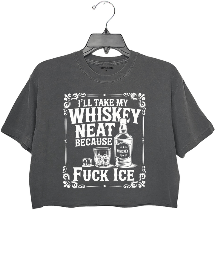 Fxxk ICE Whiskey Neat Activism Crop Top
